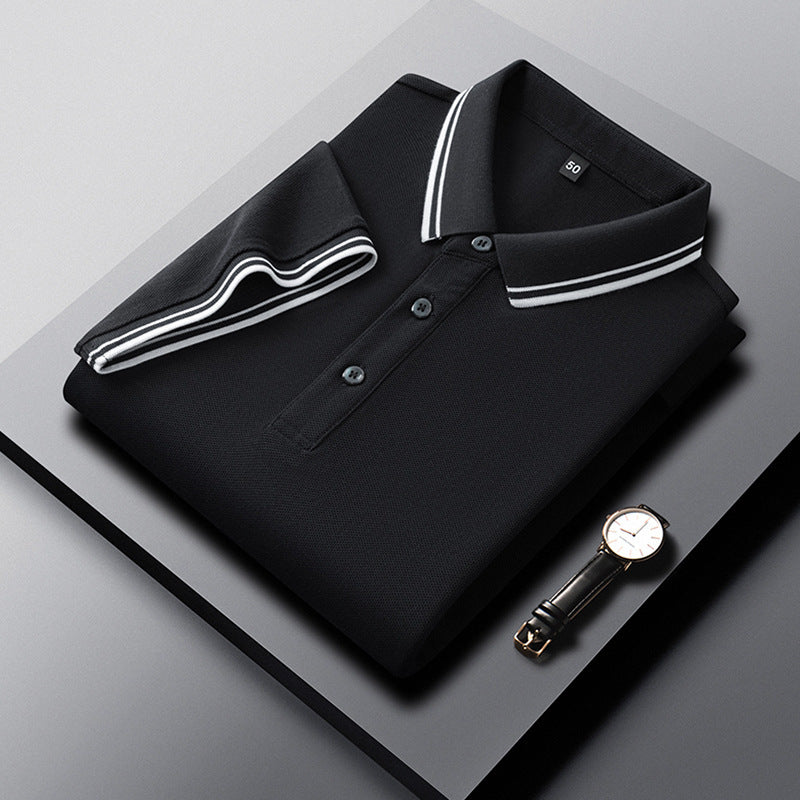 Summer Lapel Mercerized Cotton T-shirt Loose Breathable